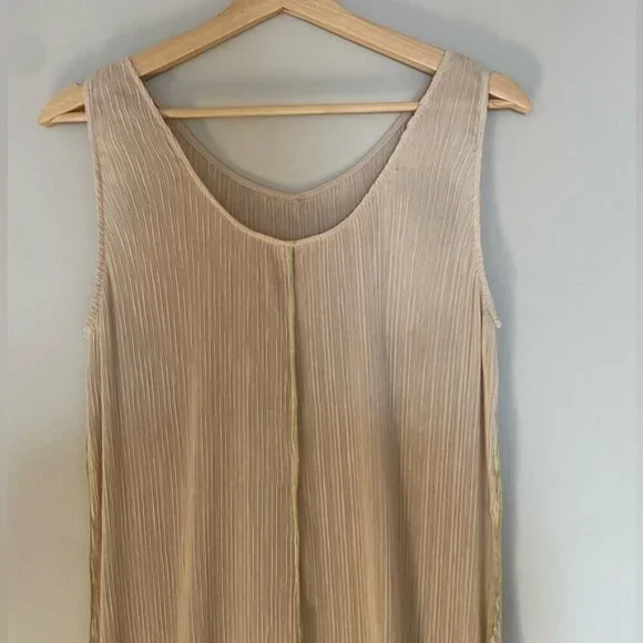 NEW Toteme Plisse Crinkled Scoop-Neck Maxi Dress in Cream Beige | size 32 / US 0 - Picture 9 of 14